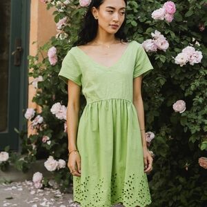 TWO Size Medium and Large ARIA Eyelet Lace Green Dress